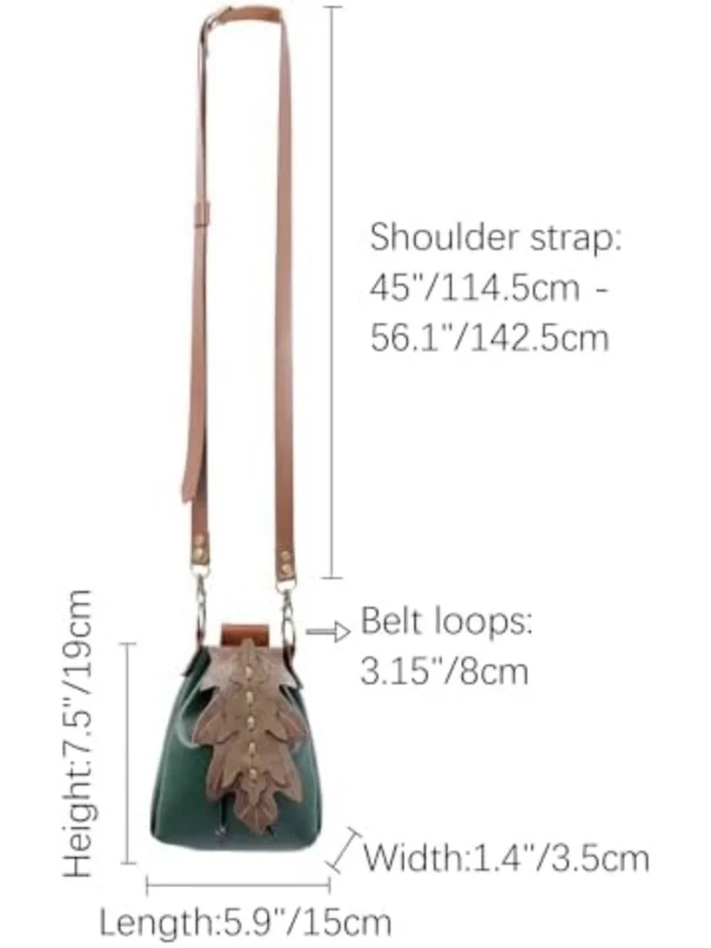 Medieval Faux Leather Drawstring Shoulder Bag & Belt Pouch for Cosplay